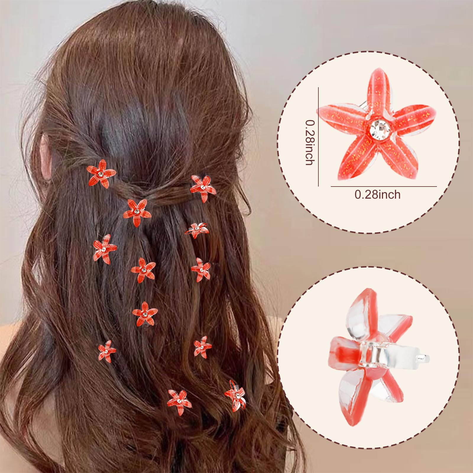 Amazon.co.jp: CUBACO 女性用赤い花のヘアクリップ、30個 ミニフラワー